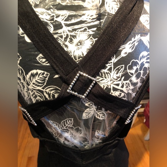 Expo Nite size 12 black vintage 90’s dress w/silver embellished stretch - Picture 6 of 16